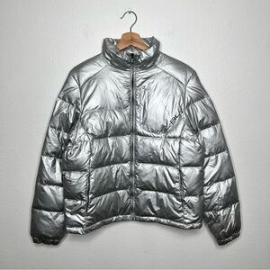 Ralph Lauren Silver Metallic Down Puffer Jacket Vintage 2000’s Large